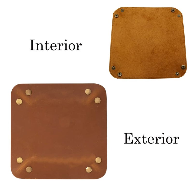 aolaso Valet Tray for Men, Leather Jewelry Key Catchall Tray Coin Phone Wallet Caddy Bedside Organizer Storage Box for Men & Women - Image 3